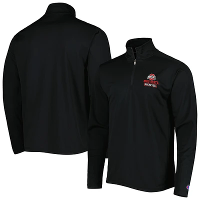 Men's Champion Black Ohio State Buckeyes Textured Quarter-Zip Jacket