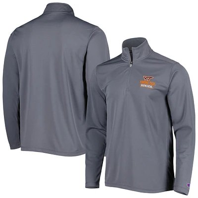 Men's Champion Gray Virginia Tech Hokies Textured Quarter-Zip Jacket