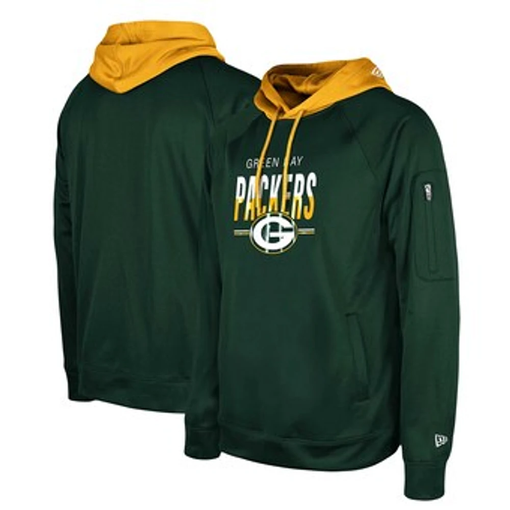 Men's New Era Green Green Bay Packers 2023 NFL Training Camp Raglan Pullover Hoodie