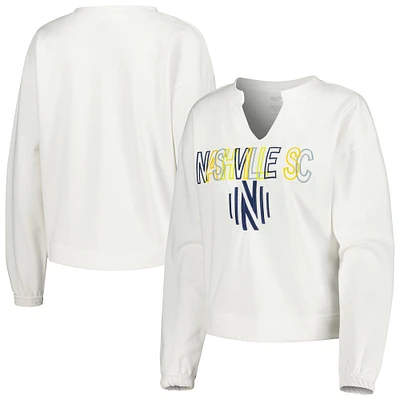 Women's Concepts Sport  White Nashville SC Sunray Notch Neck Long Sleeve T-Shirt