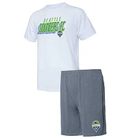 Men's Concepts Sport Charcoal/White Seattle Sounders FC Downfield T-Shirt & Shorts Set