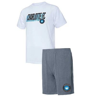 Men's Concepts Sport Charcoal/White Charlotte FC Downfield T-Shirt & Shorts Set