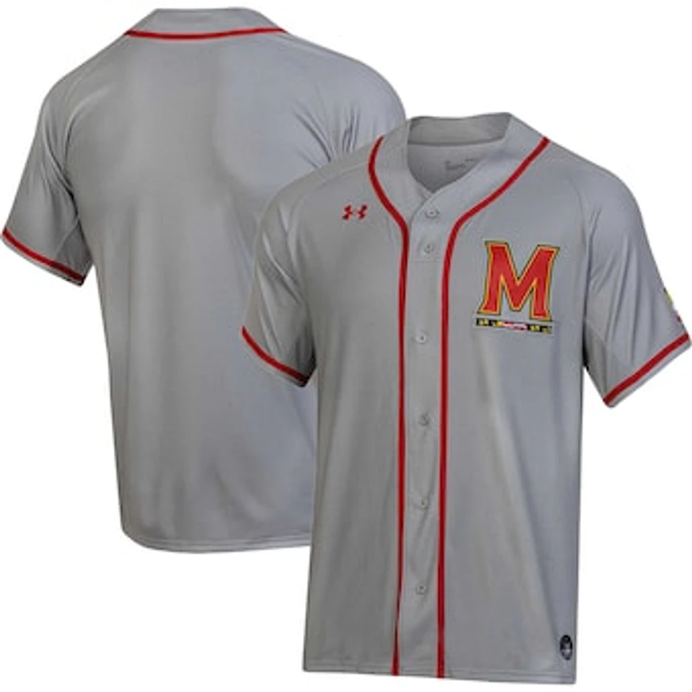 Men's Under Armour Gray Maryland Terrapins Replica Baseball Jersey