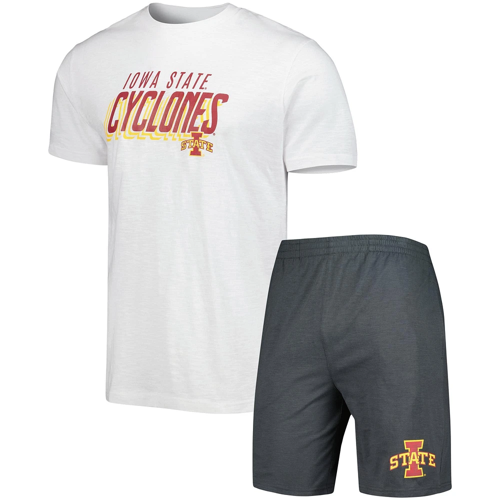 Men's Concepts Sport Charcoal/White Iowa State Cyclones Downfield T-Shirt & Shorts Set