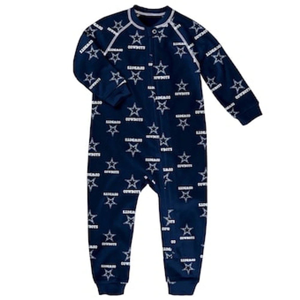 Toddler Navy Dallas Cowboys Allover Print Raglan Full-Zip Jumper