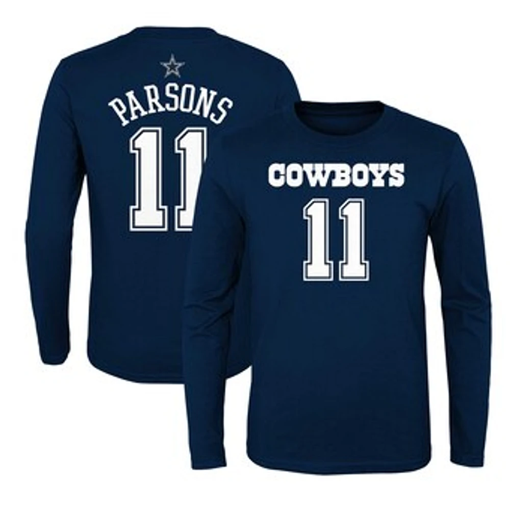 Youth Micah Parsons Navy Dallas Cowboys Mainliner Player Name & Number Long Sleeve T-Shirt