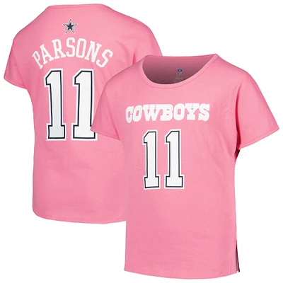 Girls Youth Micah Parsons Pink Dallas Cowboys Player Name & Number T-Shirt