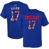 Youth Josh Allen Royal Buffalo Bills Mainliner Drip Player Name & Number T-Shirt