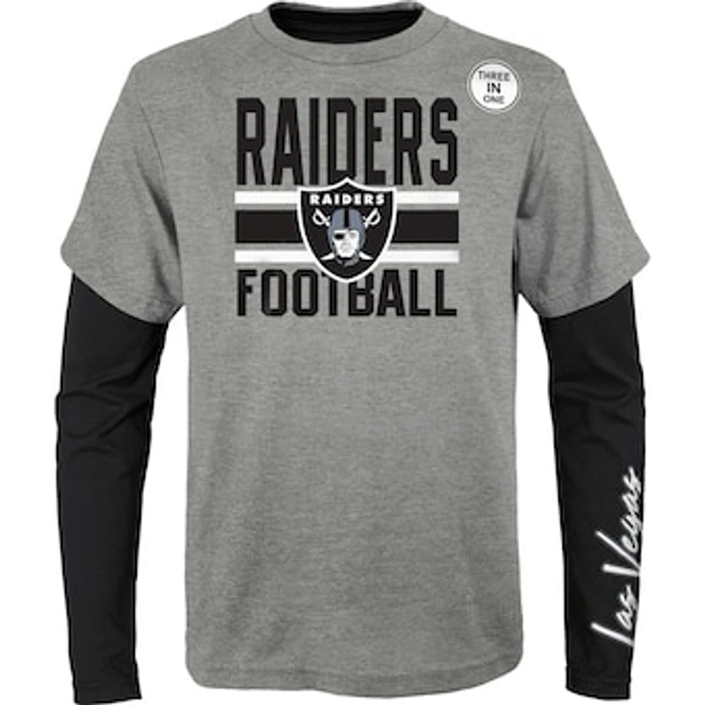 Youth Gray/Black Las Vegas Raiders Fan Fave T-Shirt Combo Set