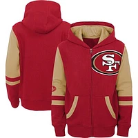 Youth Scarlet San Francisco 49ers Colorblock Full-Zip Hoodie