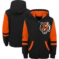 Youth Black Cincinnati Bengals Colorblock Full-Zip Hoodie