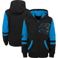 Youth Black Carolina Panthers Colorblock Full-Zip Hoodie