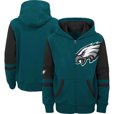 Youth Green Philadelphia Eagles Colorblock Full-Zip Hoodie