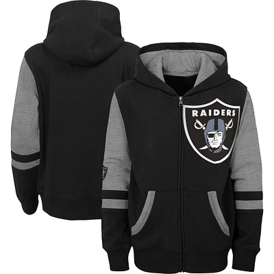 Youth Black Las Vegas Raiders Colorblock Full-Zip Hoodie