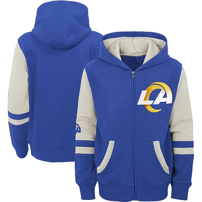 Youth Royal Los Angeles Rams Colorblock Full-Zip Hoodie