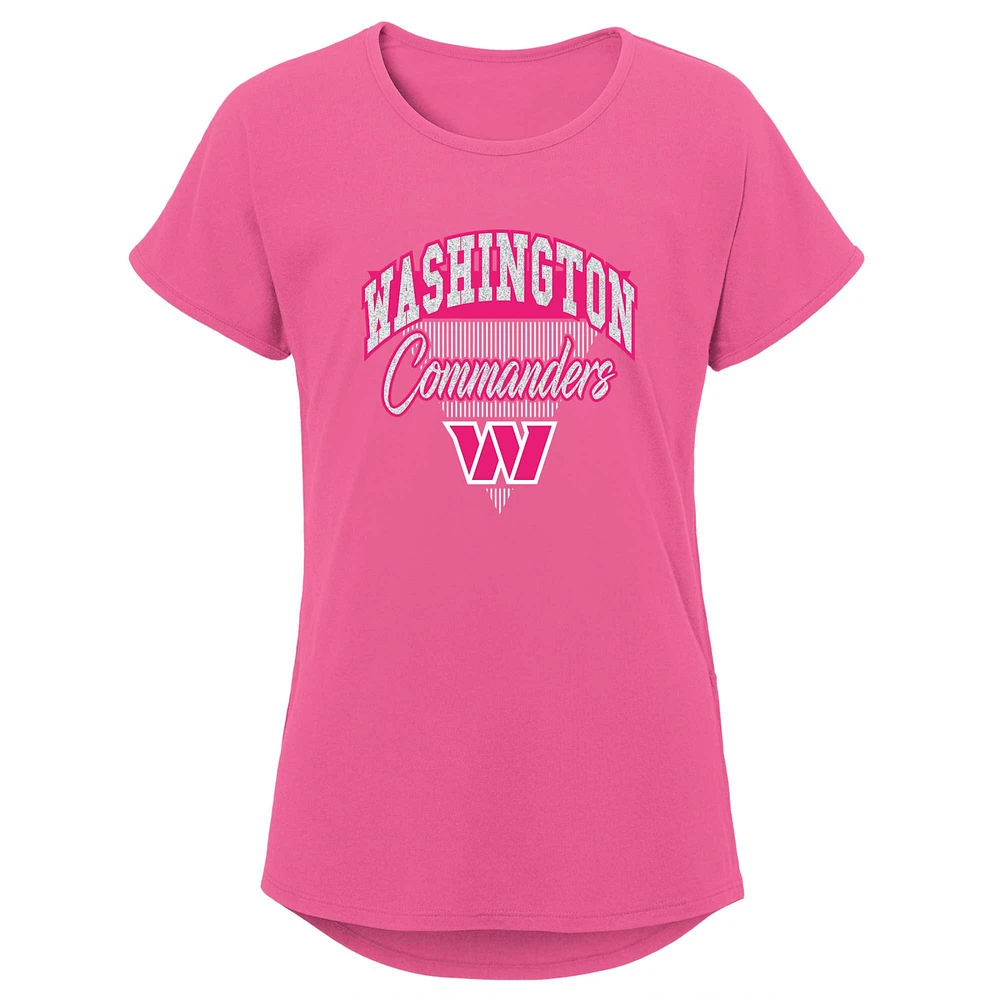 Girls Youth Pink Washington Commanders Playtime Dolman T-Shirt