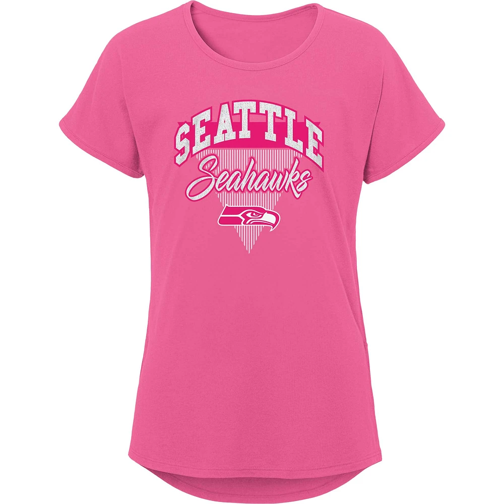 Girls Youth Pink Seattle Seahawks Playtime Dolman T-Shirt