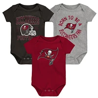 Infant Red/Pewter/Gray Tampa Bay Buccaneers Born to Be 3-Pack Bodysuit Set