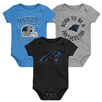 Infant Black/Blue/Gray Carolina Panthers Born to Be 3-Pack Bodysuit Set