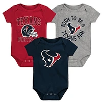 Infant Navy/Red/Gray Houston Texans Born to Be 3-Pack Bodysuit Set