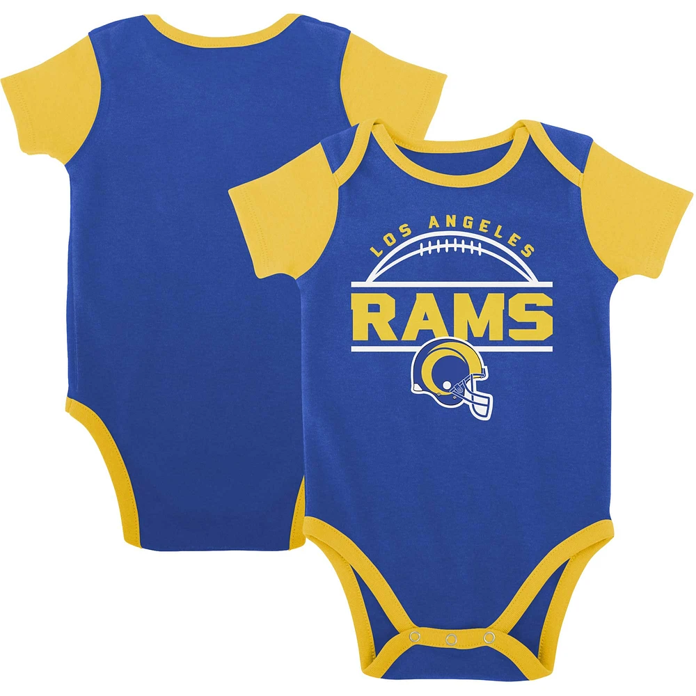 Newborn & Infant Royal/Gold Los Angeles Rams Home Field Advantage Three-Piece Bodysuit, Bib Booties Set