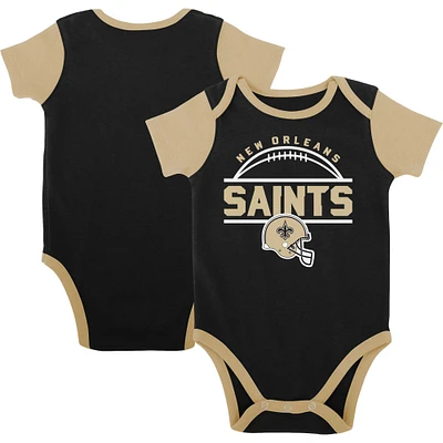 Newborn & Infant Black/Gold New Orleans Saints Home Field Advantage Three-Piece Bodysuit, Bib Booties Set