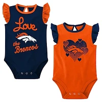 Girls Newborn & Infant Orange/Navy Denver Broncos Spread the Love 2-Pack Bodysuit Set