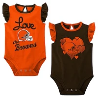 Girls Newborn & Infant Brown/Orange Cleveland Browns Spread the Love 2-Pack Bodysuit Set