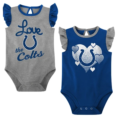 Girls Newborn & Infant Royal/Heather Gray Indianapolis Colts Spread the Love 2-Pack Bodysuit Set