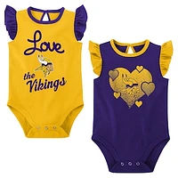 Girls Newborn & Infant Purple/Gold Minnesota Vikings Spread the Love 2-Pack Bodysuit Set