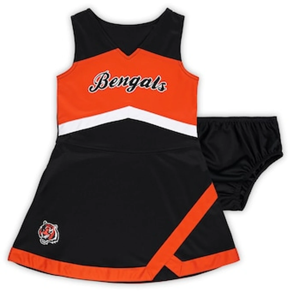 Girls Preschool Black Cincinnati Bengals Two-Piece Cheer Captain Jumper Dress with Bloomers Set