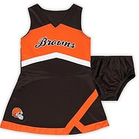 Girls Preschool Brown Cleveland Browns Two-Piece Cheer Captain Jumper Dress with Bloomers Set