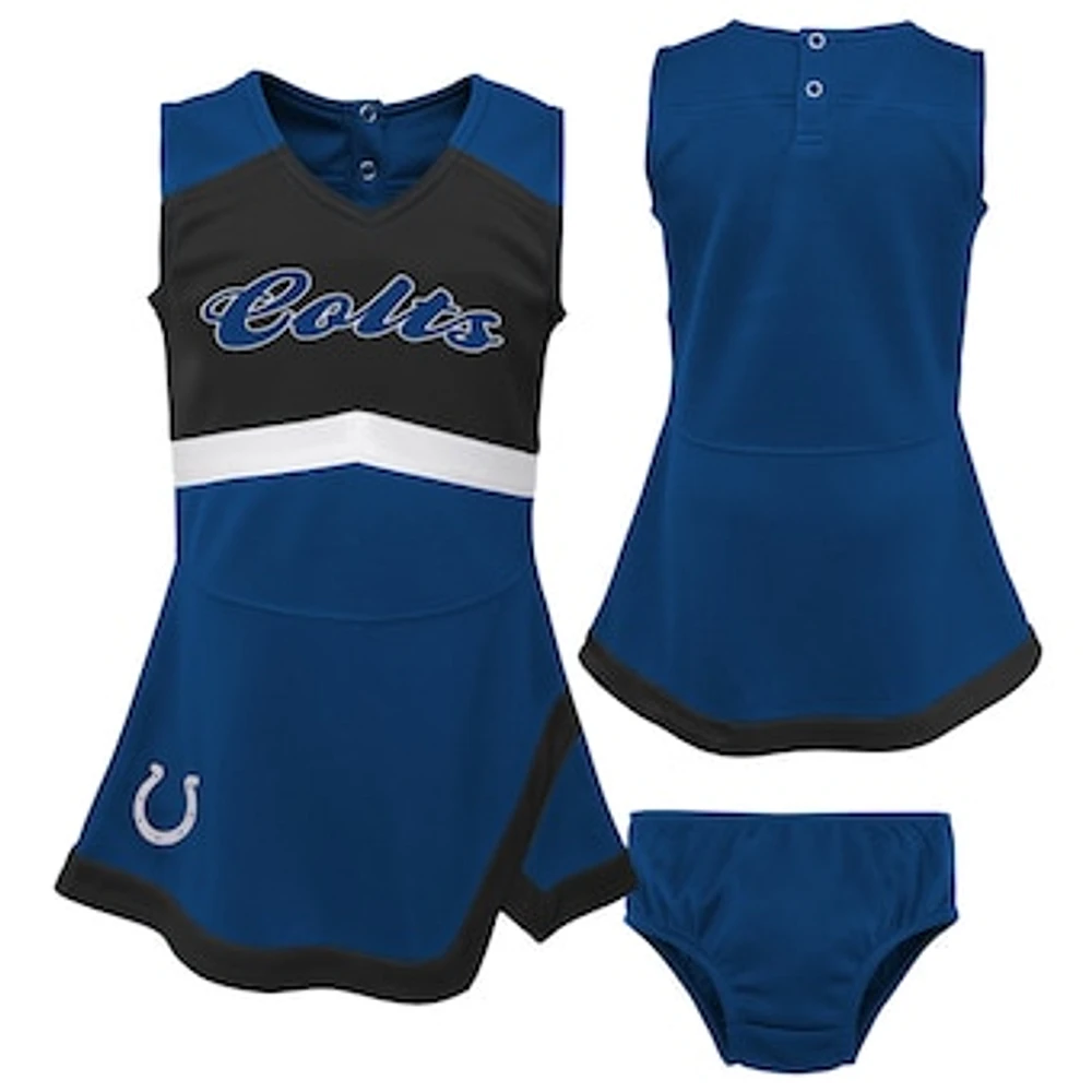 Girls Preschool Royal Indianapolis Colts Two-Piece Cheer Captain Jumper Dress with Bloomers Set