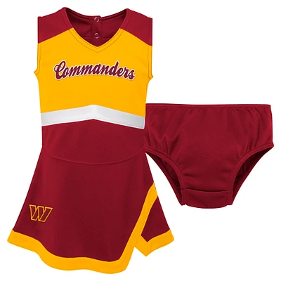 Girls Preschool Burgundy Washington Commanders Two-Piece Cheer Captain Jumper Dress with Bloomers Set