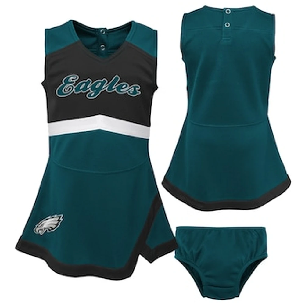 Girls Preschool Green Philadelphia Eagles Two-Piece Cheer Captain Jumper Dress with Bloomers Set