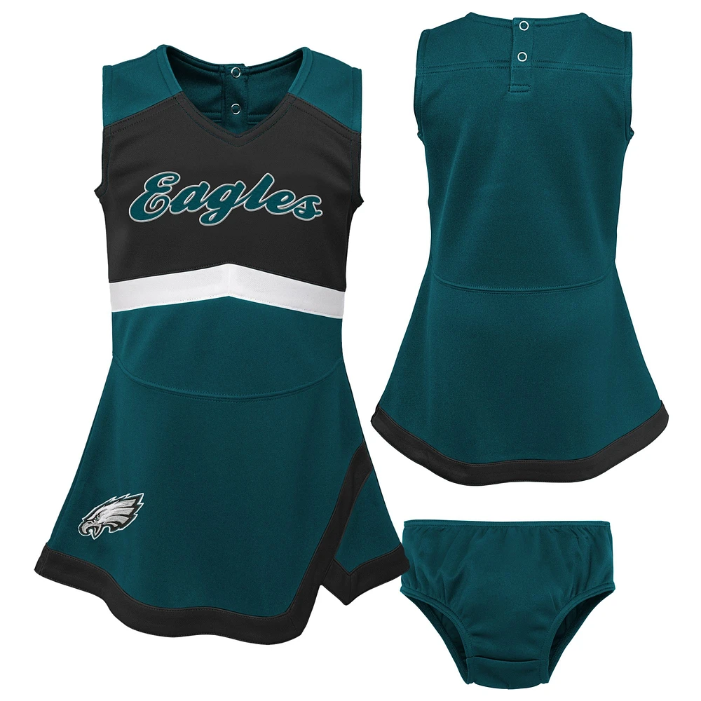 Girls Preschool Green Philadelphia Eagles Two-Piece Cheer Captain Jumper Dress with Bloomers Set