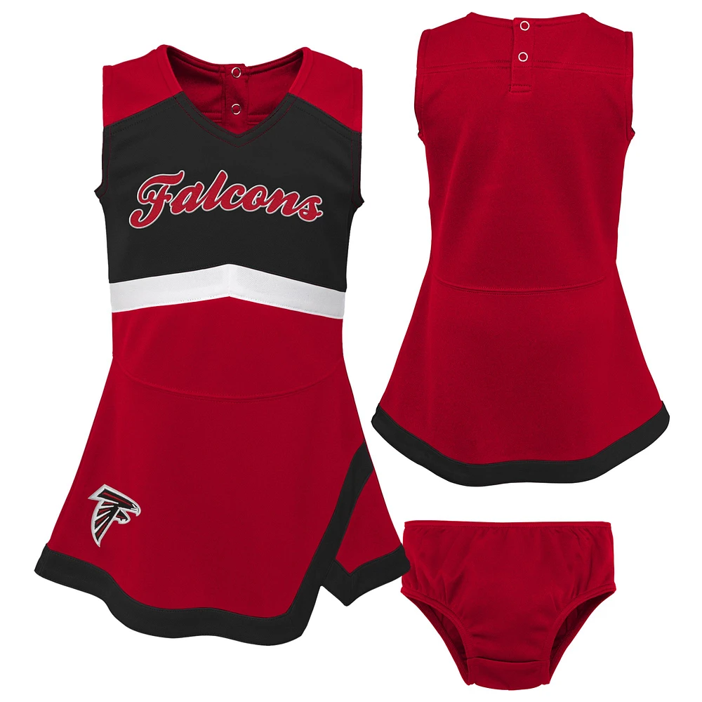 Girls Preschool Red Atlanta Falcons Two-Piece Cheer Captain Jumper Dress with Bloomers Set