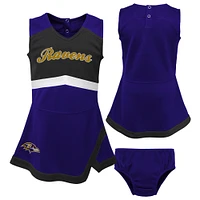 Girls Preschool Purple Baltimore Ravens Two-Piece Cheer Captain Jumper Dress with Bloomers Set