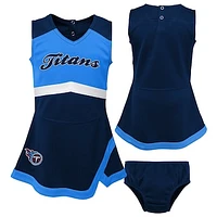 Girls Preschool Navy Tennessee Titans Two-Piece Cheer Captain Jumper Dress with Bloomers Set