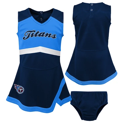 Girls Preschool Navy Tennessee Titans Two-Piece Cheer Captain Jumper Dress with Bloomers Set