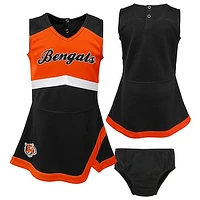 Girls Toddler Black Cincinnati Bengals Cheer Captain Dress with Bloomers