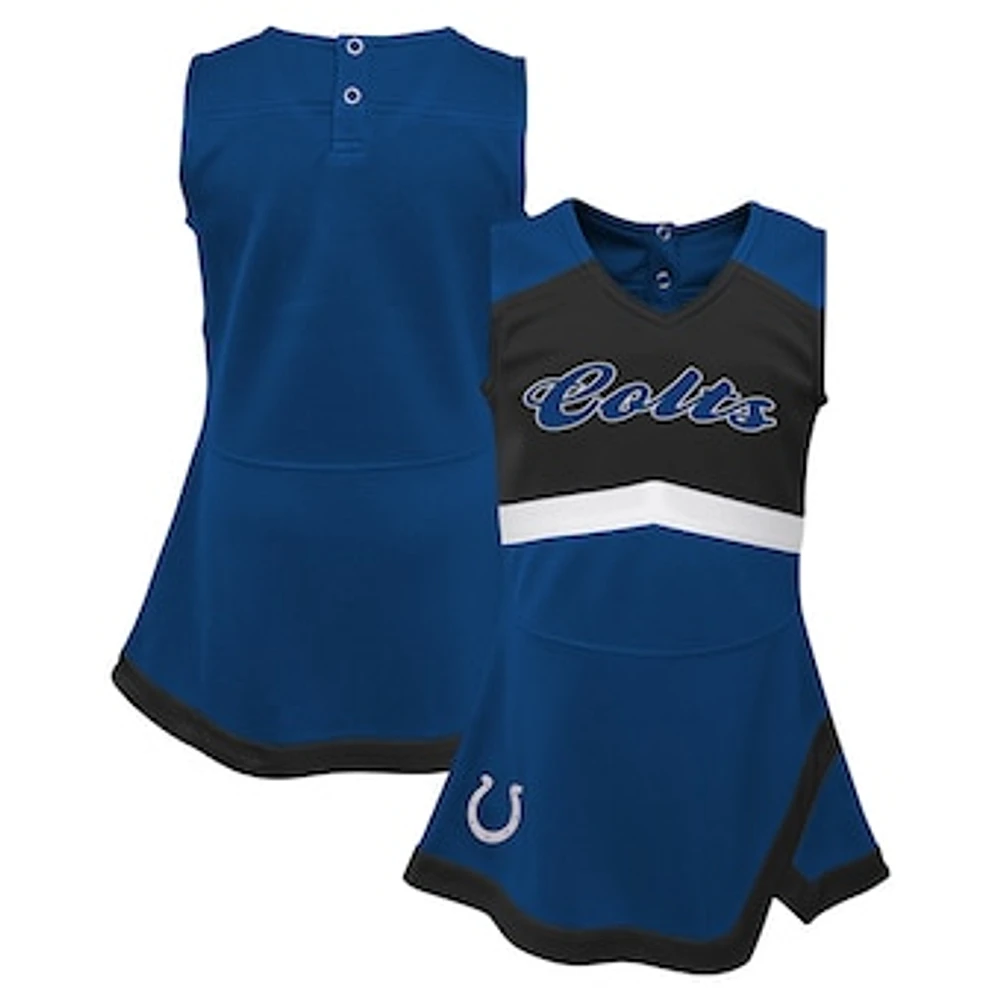 Girls Toddler Royal Indianapolis Colts Cheer Captain Dress with Bloomers