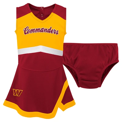 Girls Toddler Burgundy Washington Commanders Cheer Captain Dress with Bloomers