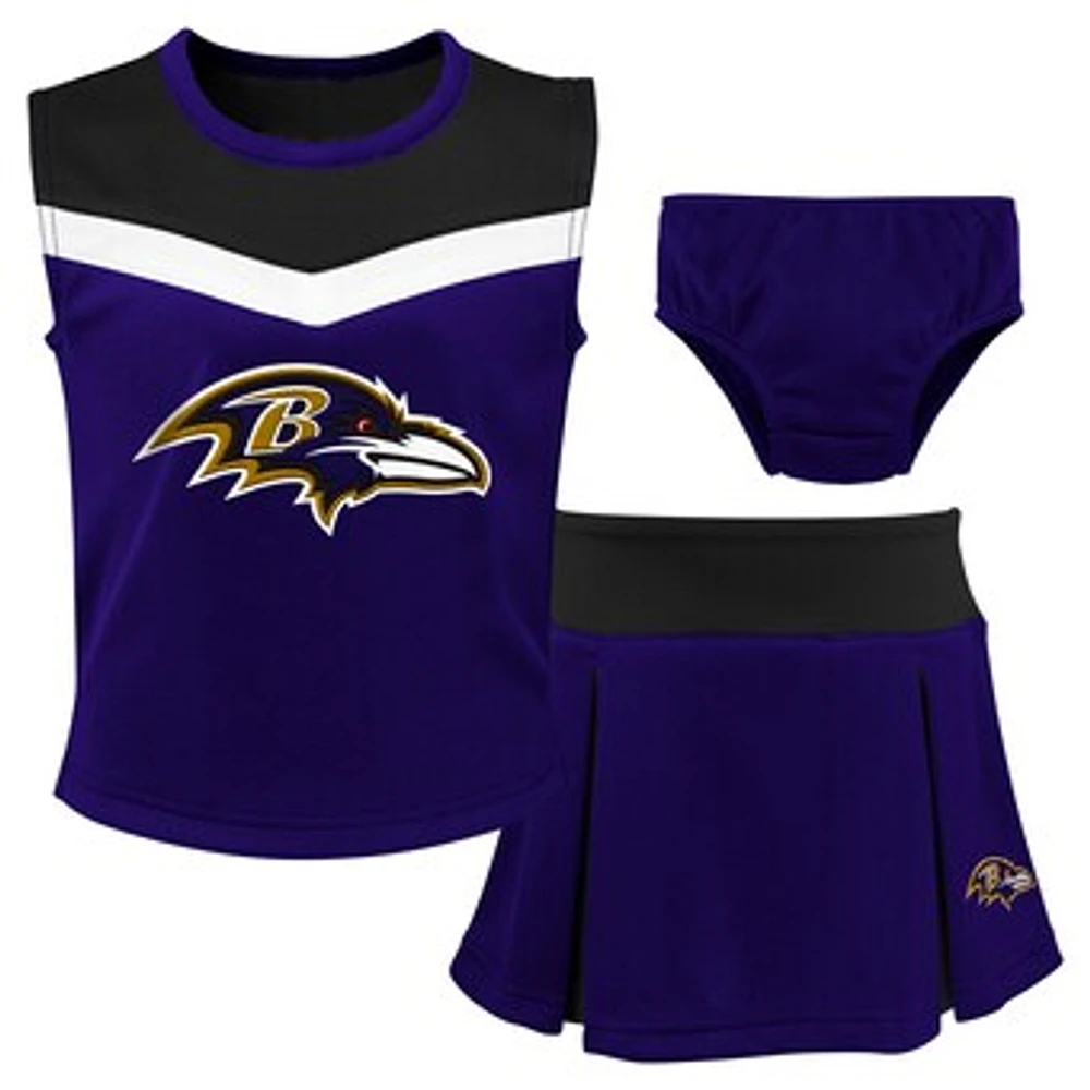 Girls Preschool Purple Baltimore Ravens Spirit Cheerleader Two-Piece Set with Bloomers