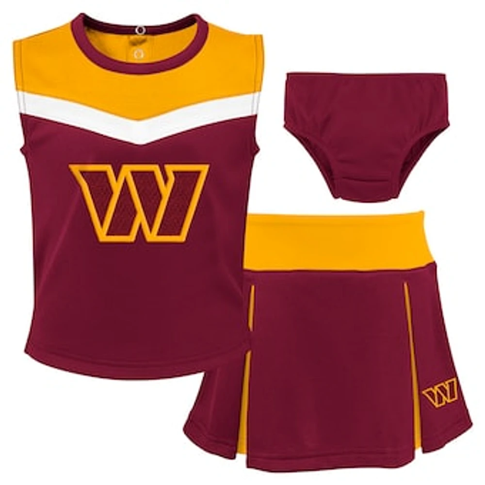 Girls Toddler Burgundy Washington Commanders Three-Piece Spirit Cheer Cheerleader Set