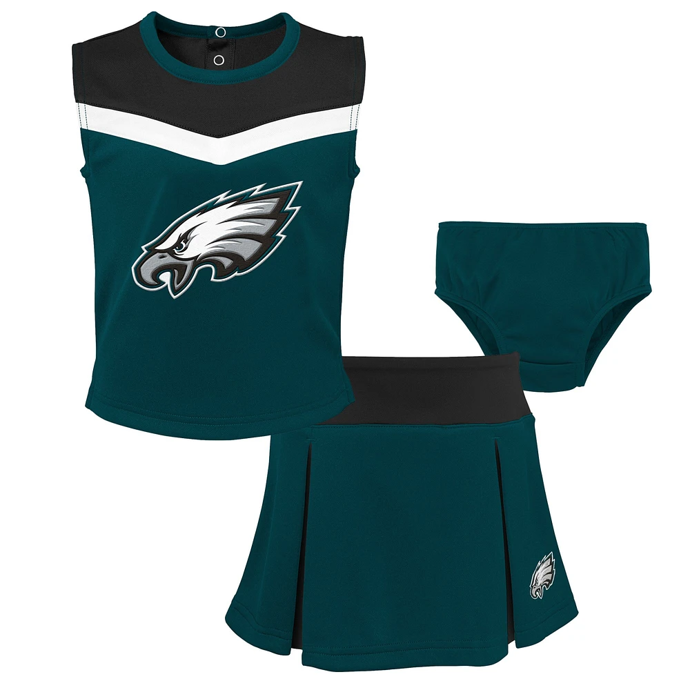 Girls Toddler Green Philadelphia Eagles Spirit Cheer Two-Piece Cheerleader Set with Bloomers