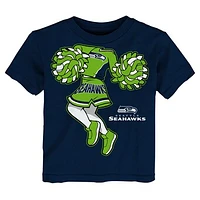 Girls Toddler College Navy Seattle Seahawks Cheerleader T-Shirt