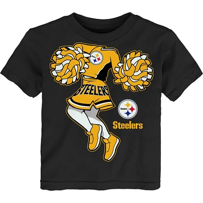 Girls Toddler Black Pittsburgh Steelers Cheerleader T-Shirt