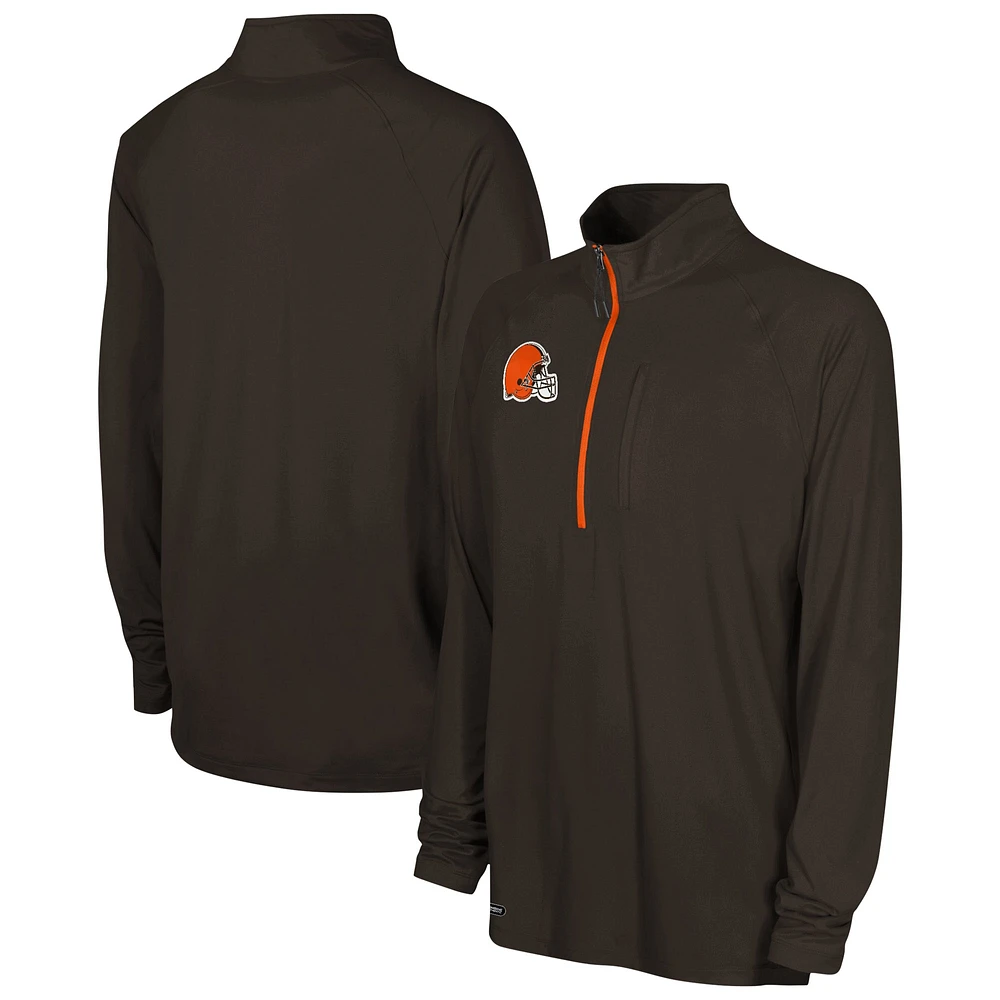 Men's Brown Cleveland Browns Combine Authentic Raglan Quarter-Zip Top