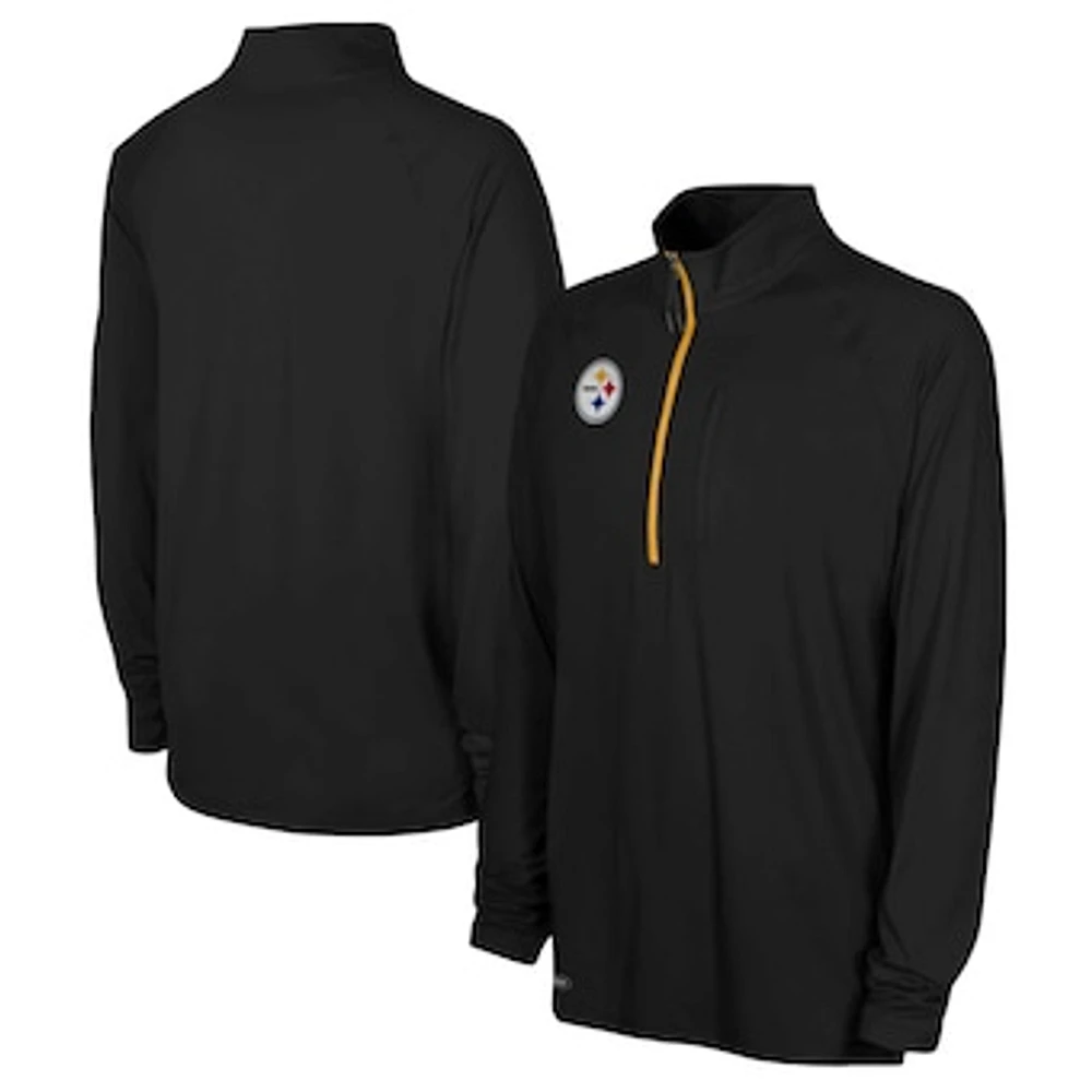 Men's Black Pittsburgh Steelers Combine Authentic Raglan Quarter-Zip Top